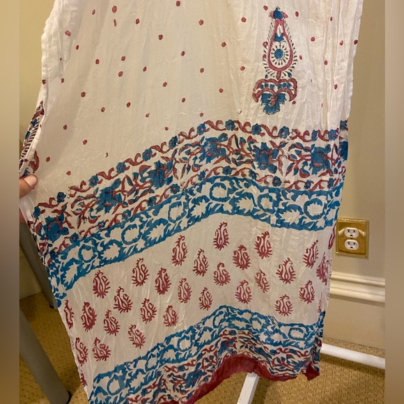 Blue and Pink Indian Cotton Scarf - Picture 3 of 4